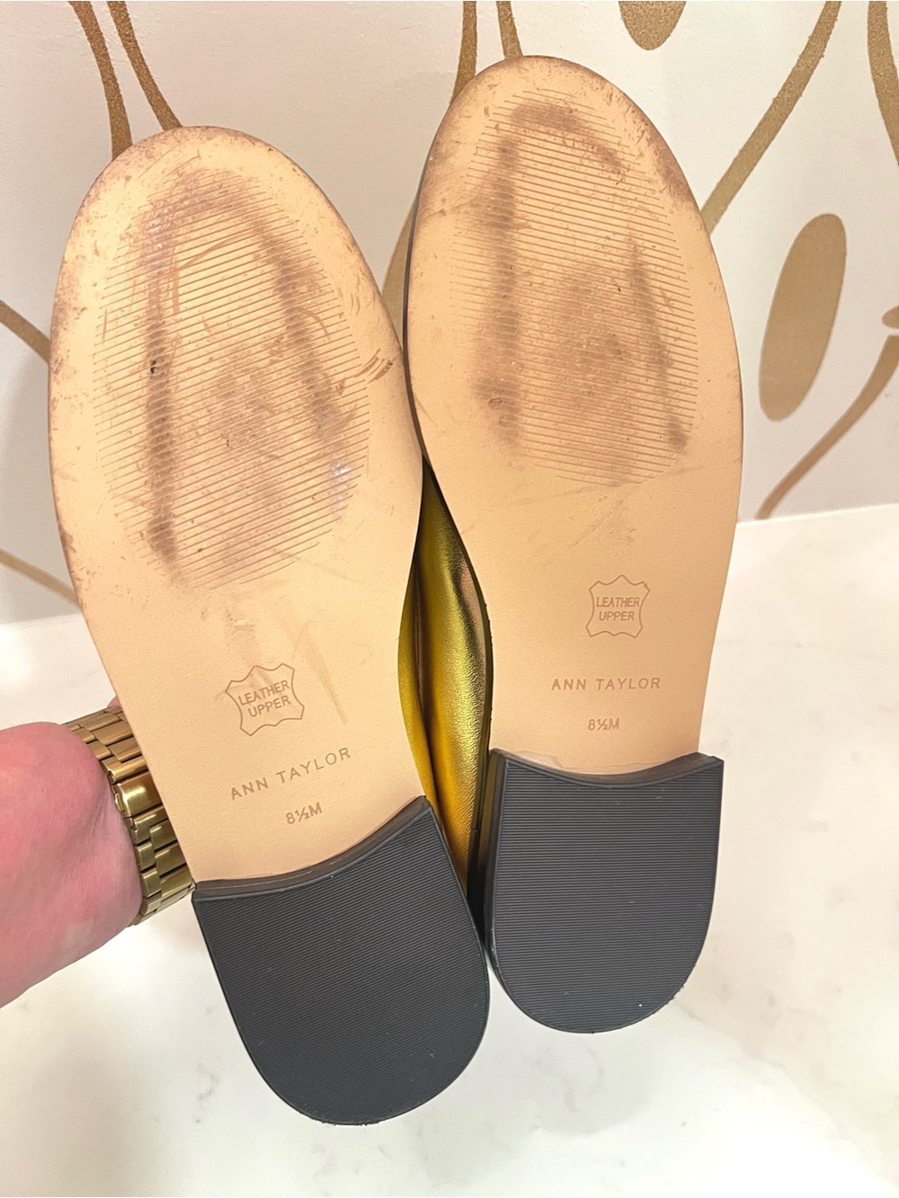 Ann Taylor Gold Metallic Leather Fringe Preppy Classic Penny Loafers - Picture 11 of 11